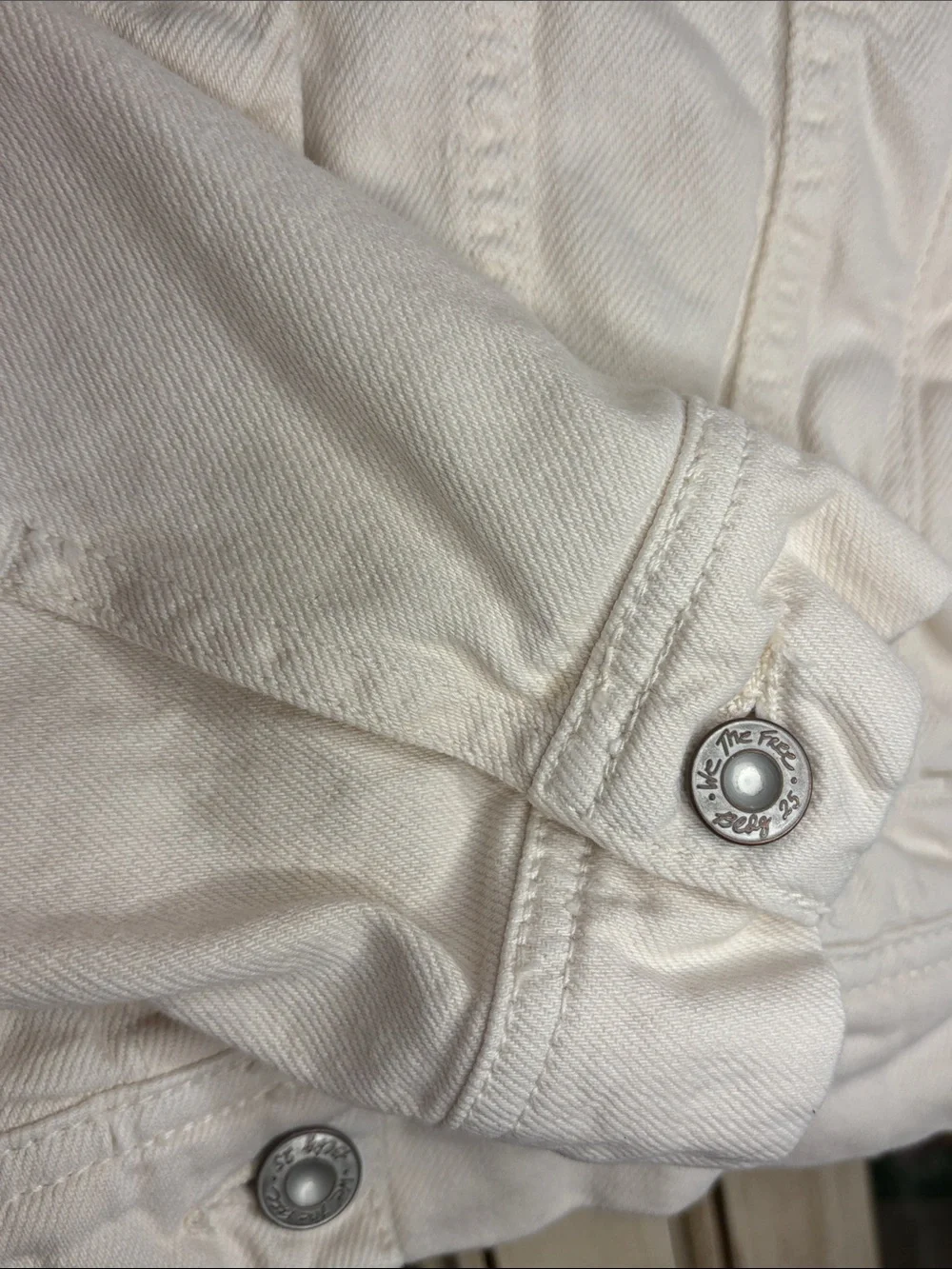 Free People Ivory Denim Jacket in 100% Cotton